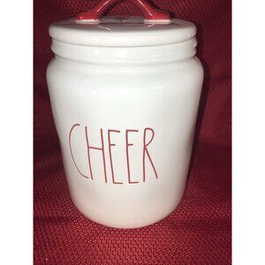 Rae Dunn CHEER Christmas Cookie Or Sugar Jar, Artisan Collection By Magenta